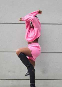 Rock N Rags Signature Cropped Crewneck Sweatshirt ★ Hot Pink