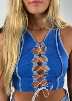 Stevenella Its Britney B*tch Tank ★ Blue And White