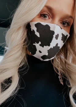 Rock N Rags Accessories Moo Moo Face Mask ★ Cow Print