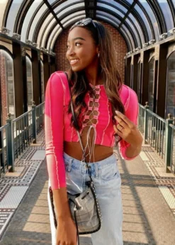 Stevenella Gimme What I Want Long Sleeve Top ★ Hot Pink