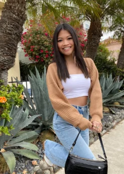 Cotton Candy Tell Me You Love Me Cardigan Shrug ★ Camel Tops