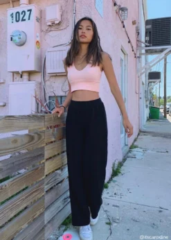 NIKIBIKI Take The Plunge V-Neck Crop Top ★ Peach Best Sellers