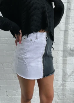 Rock N Rags Bottoms Half And Half Denim Skirt ★ Black And White 12 Rock N Rags Bottoms Half And Half Denim Skirt ★ Black And White