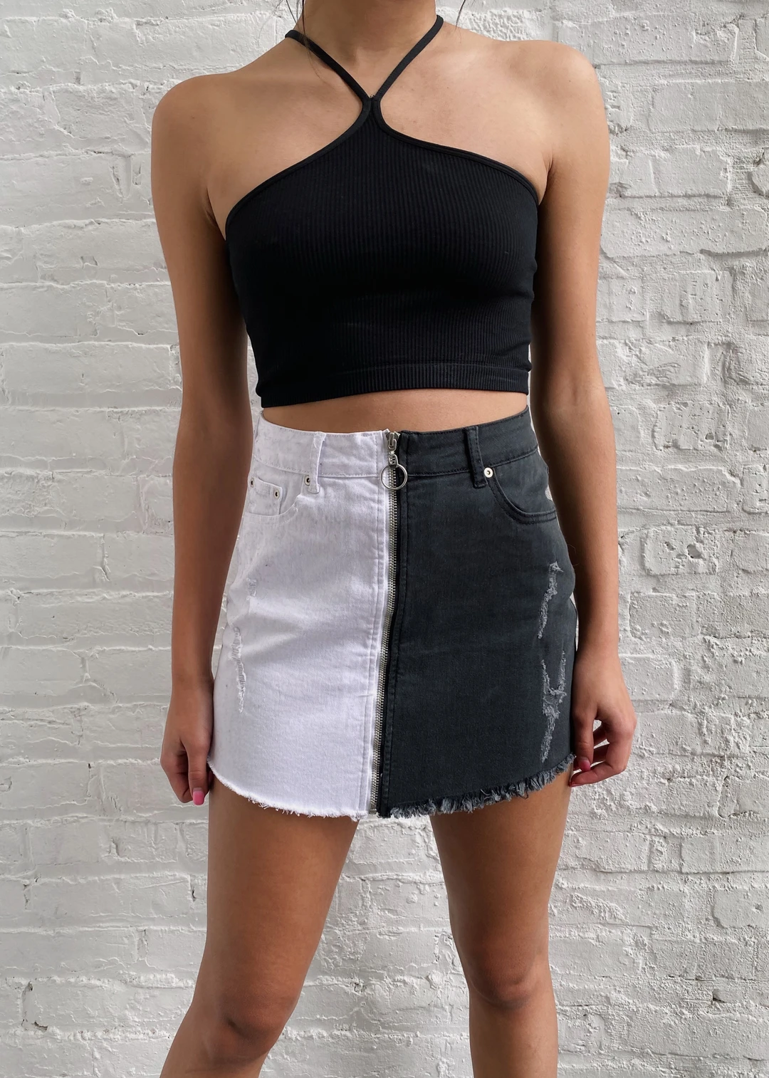 Rock N Rags Bottoms Half And Half Denim Skirt ★ Black And White 7 Rock N Rags Bottoms Half And Half Denim Skirt ★ Black And White