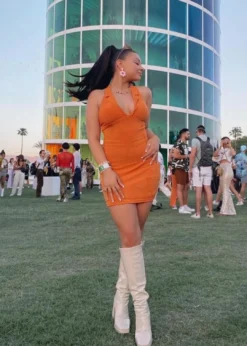 Pepper Mayo Dresses Lasting Lovers Collar Halter Dress ★ Neon Orange