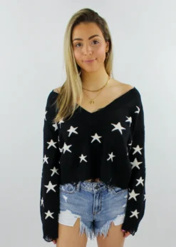 Rock N Rags The Sweet Life Sweater ★ Black With White Stars