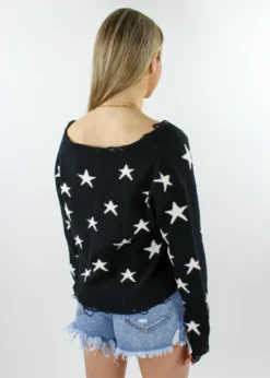 Rock N Rags The Sweet Life Sweater ★ Black With White Stars