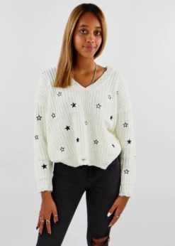 Hem & Thread Catch A Falling Star Sweater ★ Ivory Tops