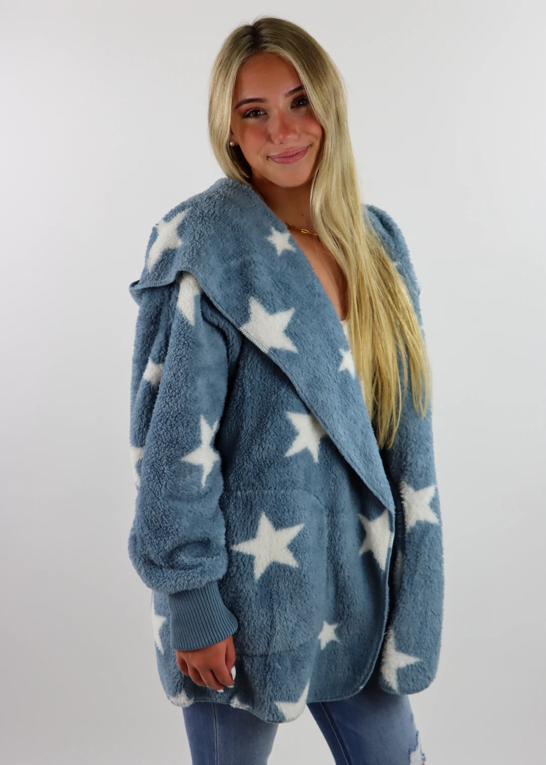 Hem & Thread Fuzzy Star Jacket ★ Dusty Blue 4 Hem & Thread Fuzzy Star Jacket ★ Dusty Blue