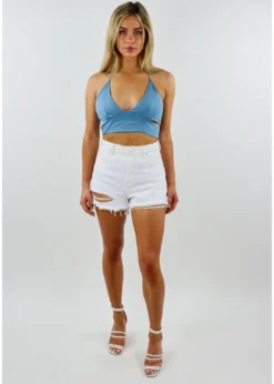 Bailey Rose Be Kind Halter Top ★ Blue Grey Tops