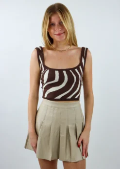 Bailey Rose Tops Wild Side Tank ★ Brown & Cream Swirl