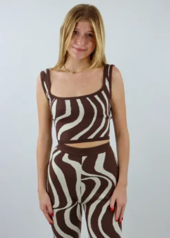 Bailey Rose Tops Wild Side Tank ★ Brown & Cream Swirl