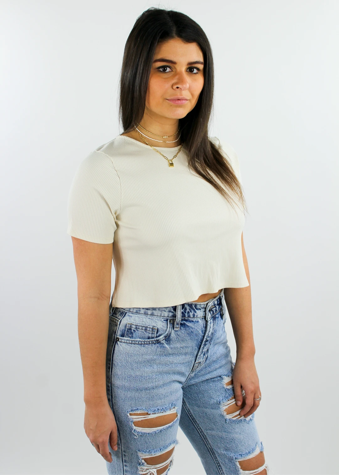 Blue Blush Tops VIP Open Back Baby Tee ★ Ivory 4 Blue Blush Tops VIP Open Back Baby Tee ★ Ivory