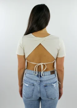 Blue Blush Tops VIP Open Back Baby Tee ★ Ivory 8 Blue Blush Tops VIP Open Back Baby Tee ★ Ivory