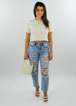 Blue Blush Tops VIP Open Back Baby Tee ★ Ivory 9 Blue Blush Tops VIP Open Back Baby Tee ★ Ivory