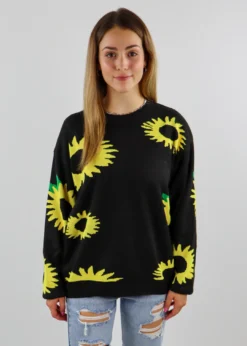 Daisy Street LTD Sunflower Field Sweater ★ Black