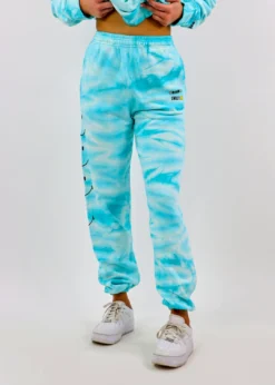 BySamiiRyan By Samii Ryan Smiley Embroidery Joggers ★ Blue Tie Dye Bottoms