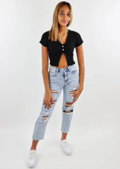 Cotton Candy Nice For What Short Sleeve Sweater ★ Black