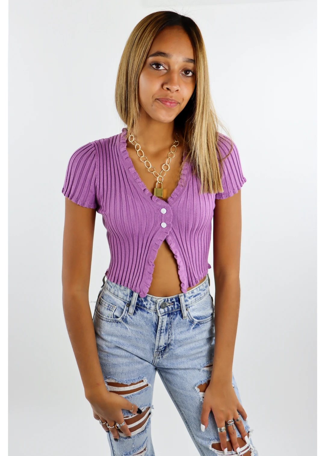 Cotton Candy Tops Nice For What Short Sleeve Sweater ★ Purple 7 Cotton Candy Tops Nice For What Short Sleeve Sweater ★ Purple