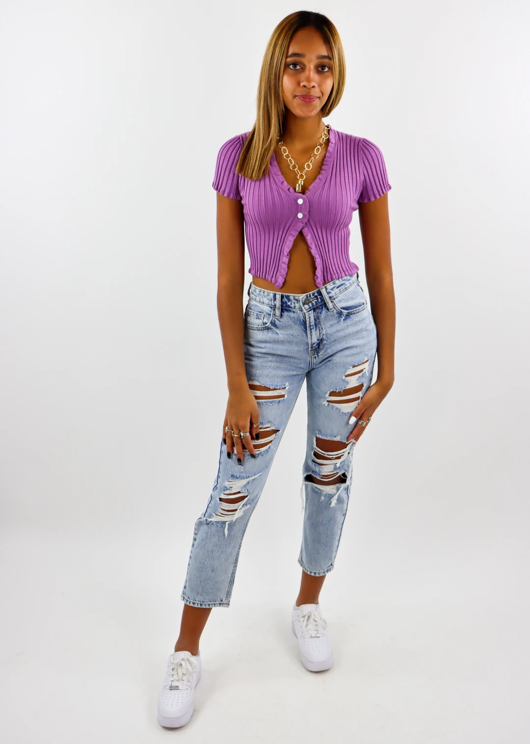 Cotton Candy Tops Nice For What Short Sleeve Sweater ★ Purple 9 Cotton Candy Tops Nice For What Short Sleeve Sweater ★ Purple