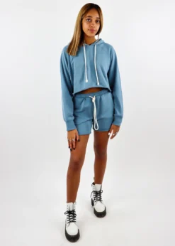 Cotton Candy Better Together Cropped Hoodie ★ Dusty Blue Tops