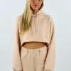 Cotton Candy Sale Lazy Sunday Cropped Hoodie ★ Tan