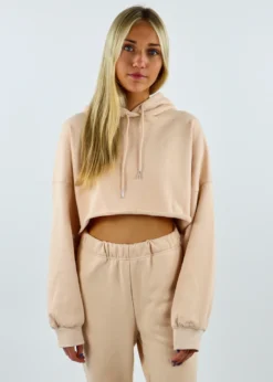 Cotton Candy Sale Lazy Sunday Cropped Hoodie ★ Tan