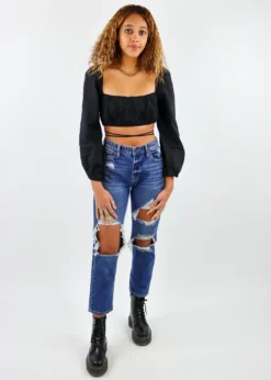 Cotton Candy Seaside Long Sleeve Top ★ Black Sale