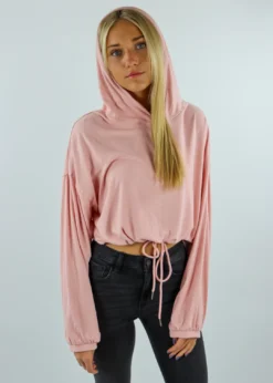 Cotton Candy Yummy Cropped Drawstring Hoodie ★ Peach