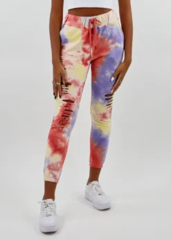Dance & Marvel Best Life Joggers ★ Coral & Purple Tie Dye Bottoms