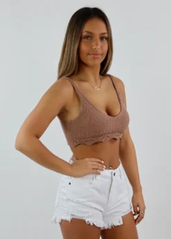 HYFVE Newness Memories Crochet Tank ★ Brown