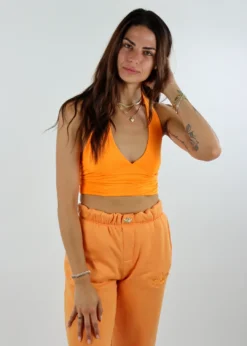 Stevenella Don't Go Yet Halter Top ★ Neon Orange