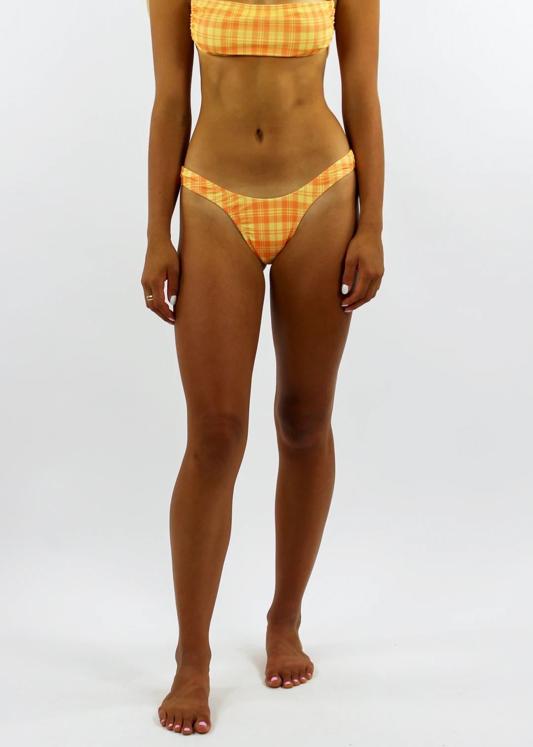 Motel Swim Plaid Girl Bikini Bottom ⭑ Orange And Yellow 3 Motel Swim Plaid Girl Bikini Bottom ⭑ Orange And Yellow