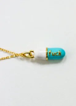 Luxe Group IDGAF Pill Necklace ★ Teal