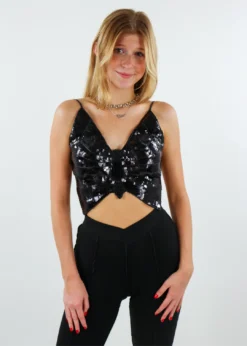 Western Fashion Give You Butterflies Top ★ Black