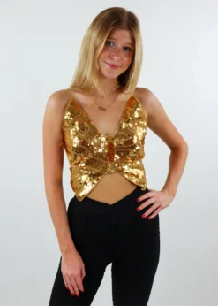 Western Fashion Give You Butterflies Top ★ Gold Bottoms