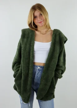 Hem & Thread Fuzzy Jacket ★ Olive Best Sellers