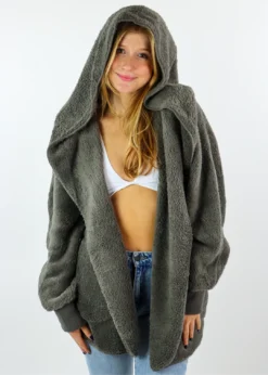 Hem & Thread Fuzzy Jacket ★ Grey Best Sellers