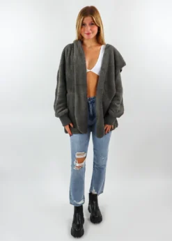 Hem & Thread Fuzzy Jacket ★ Grey Best Sellers