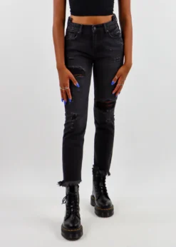 Hidden Jeans Bottoms Walk On The Wild Side Straight Leg Jeans ★ Black Denim