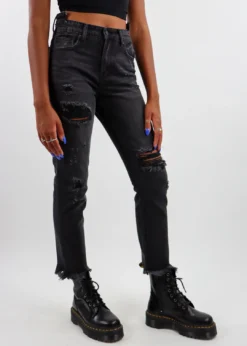 Hidden Jeans Bottoms Walk On The Wild Side Straight Leg Jeans ★ Black Denim