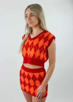 Nii HAi Tops Harajuku Girl Sweater Vest ★ Red And Orange