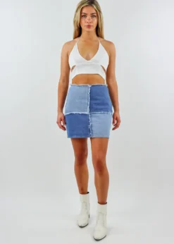Rock N Rags Bottoms Love On Top Skirt ★ Blue Denim Color Block 11 Rock N Rags Bottoms Love On Top Skirt ★ Blue Denim Color Block