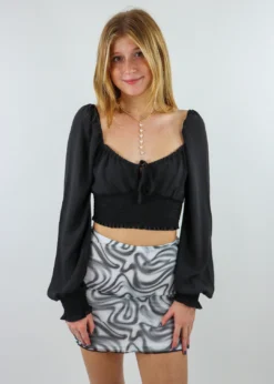 Blue Blush We Are Young Long Sleeve Top ★ Black