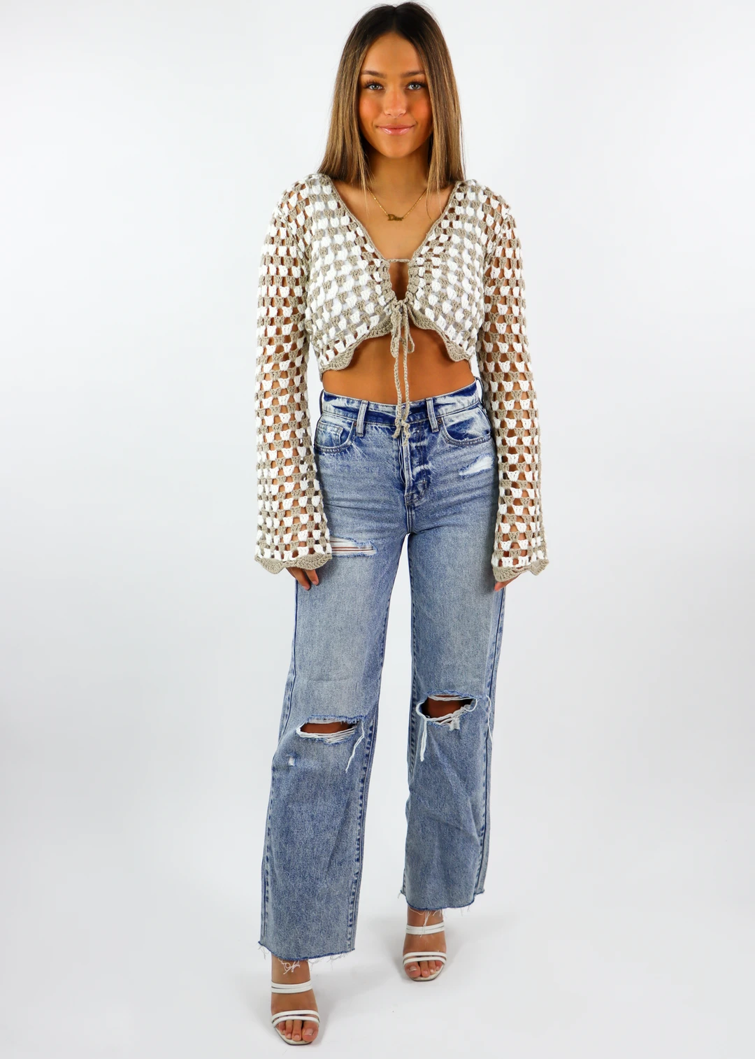 Emory Park Be Like You Sweater V2 ★ Tan & White Checkered Newness 7 Emory Park Be Like You Sweater V2 ★ Tan & White Checkered Newness