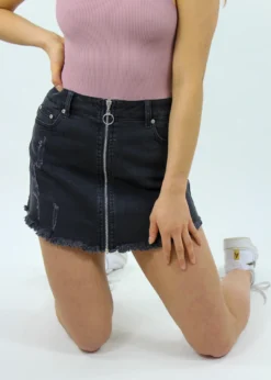 Rock N Rags Black Beatles Skirt ★ Black Denim Bottoms