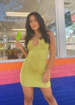 Pepper Mayo Dresses Beautiful Stranger Halter Dress ★ Lime