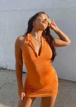 Pepper Mayo Dresses Lasting Lovers Collar Halter Dress ★ Neon Orange