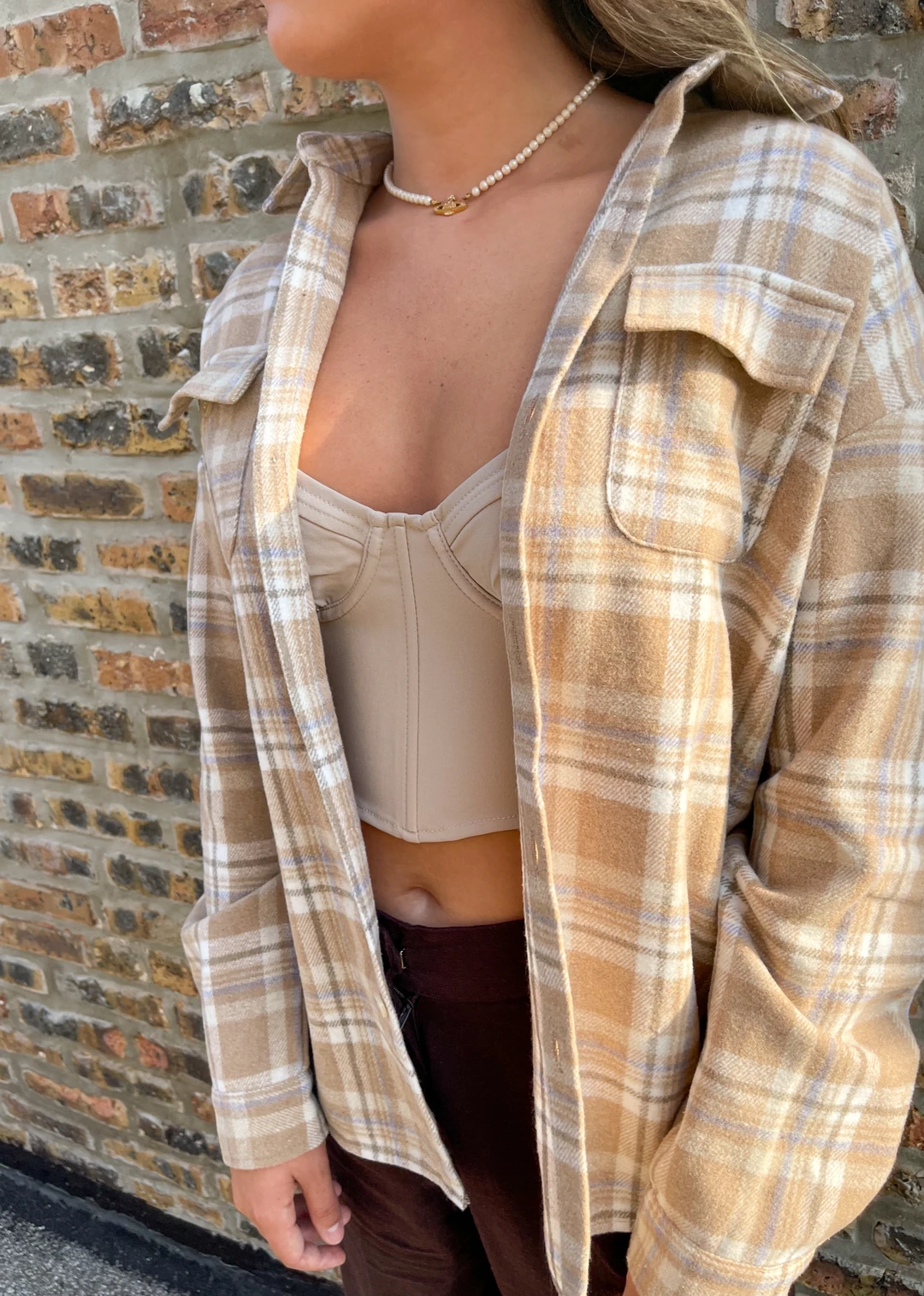 Pepper Mayo Panama Plaid Shacket ★ Camel Tops 4 Pepper Mayo Panama Plaid Shacket ★ Camel Tops