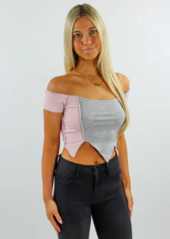 Tic Toc Neapolitan Top ★ Baby Blue, Grey, And Pink